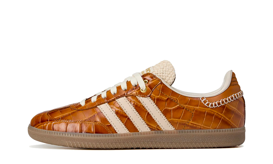 Sneakers Authentique Collaboration Adidas Samba x Wales Bonner crocodile marron et crème