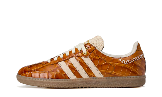 Sneakers Authentique Collaboration Adidas Samba x Wales Bonner crocodile marron et crème