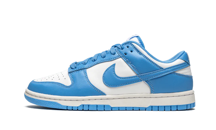 Basket bleu université blanc cuir dunk low nike