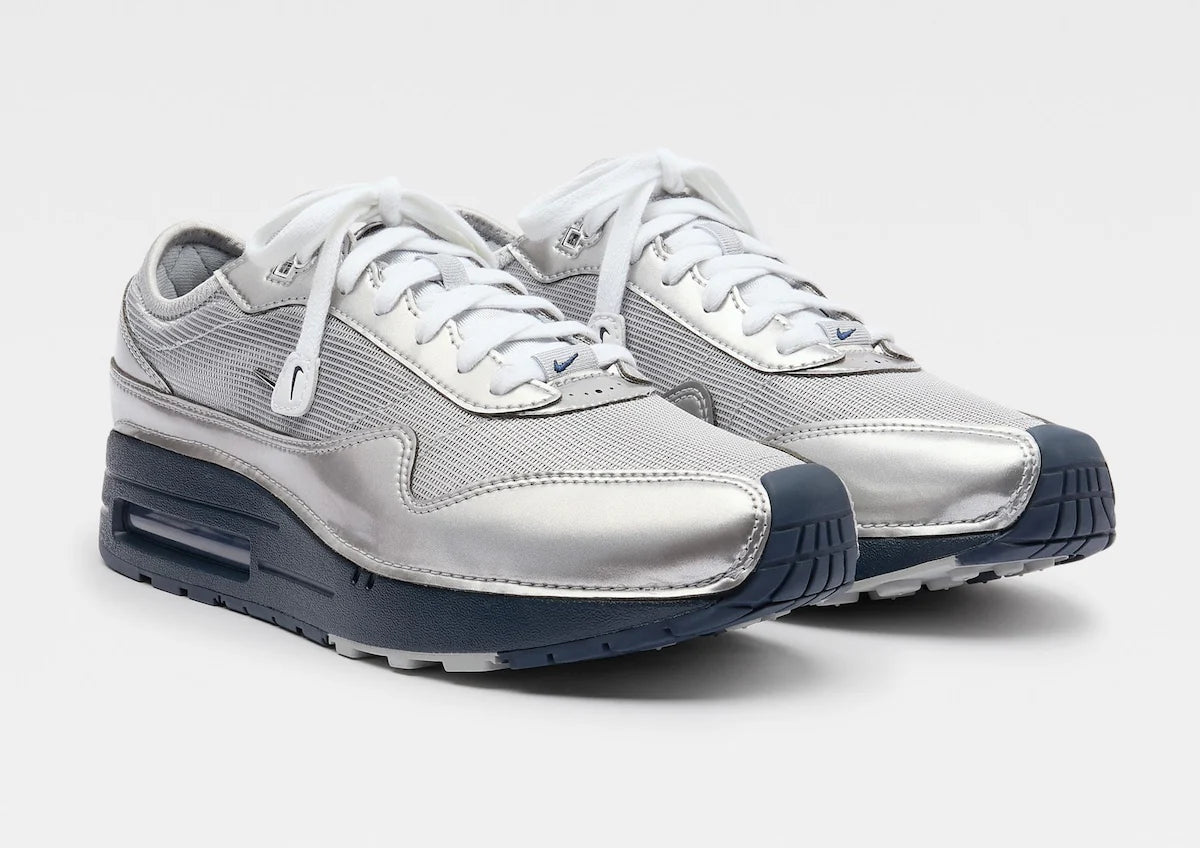 Basket silver argent bleu marine cuir mesh air max 1 nike jacquemus