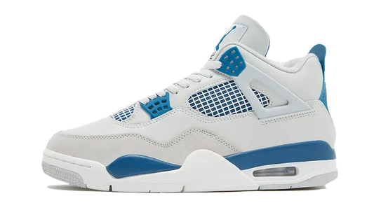 Basket montante blanc bleu cuir air jordan 4